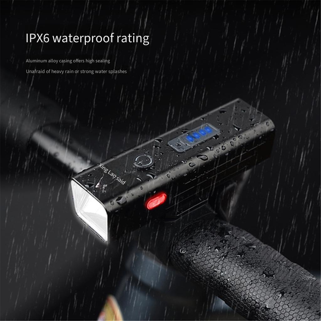 USB Rechargeable Bike Front Light, Aluminum Alloy Bright Flashlight, Waterproof Quick Release Bicycle Headlight for Mountain Road Night Cycling