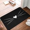 1pc, White Cat Heart-Shaped Nose Non-Slip Doormat, Rectangular Polyester Welcome Mat, Machine Washable, Lightweight