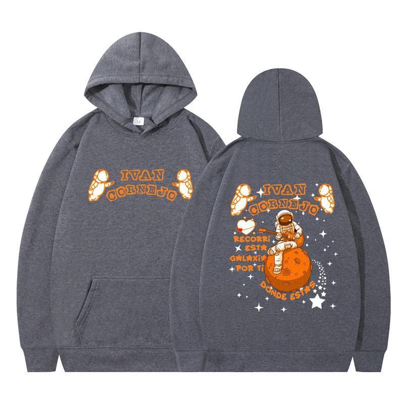 Unisex Hooded Sweatshirt With Astronaut Print Loose Fit Casual Sportswear Men Women Teens
