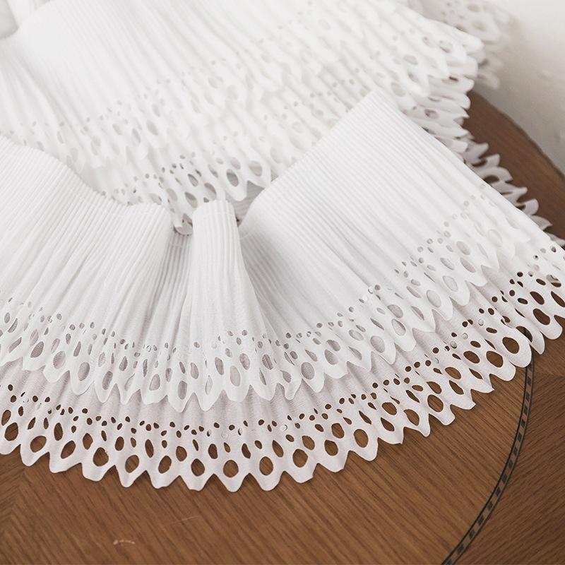 Double Layer Elastic Pleated Lace Ribbon Hollow Out Design Perfect for Clothing Decor Diy Crafts Needlework and Sewing Projects