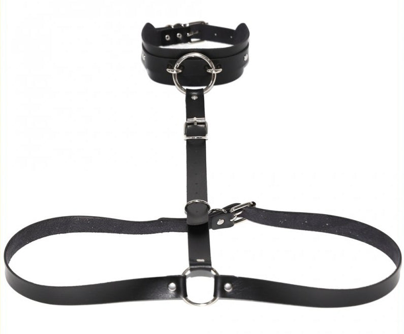 Collier + Ceinture Belt Strict Noir - Kinky Party - Harnais Femme