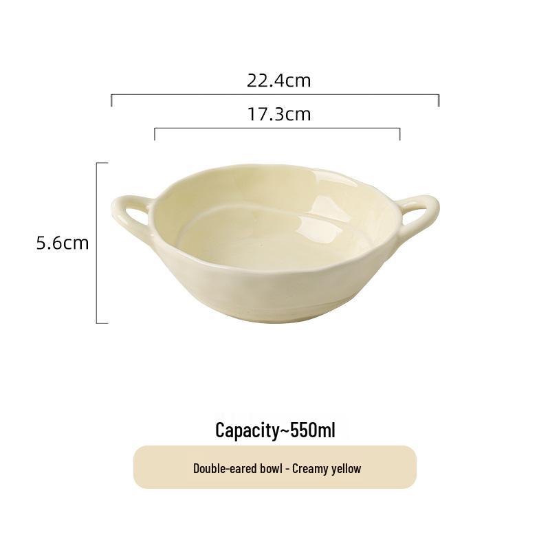 

Ретро Керамическая Двуручная Суповая и Рисовая Миска - Японский Креативный Дизайн