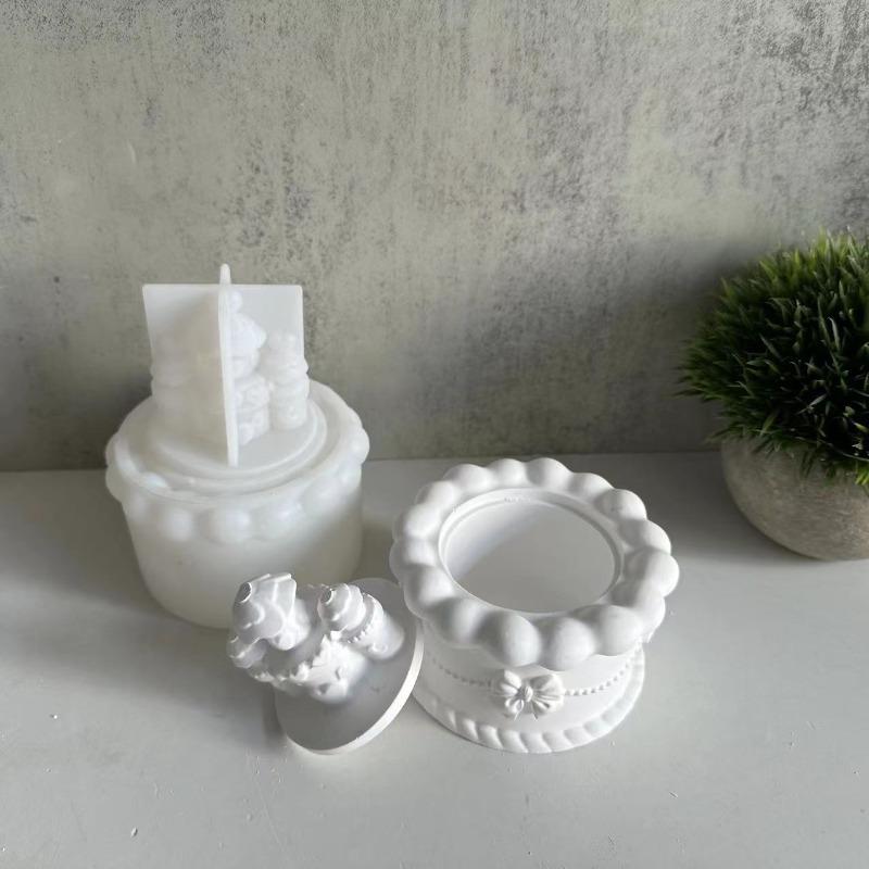 Creative New Castle Cake Storage Box Silicone Mold Candle Cup Gypsum Mold Jewelry Storage Box Dropping Mold Home Supplies