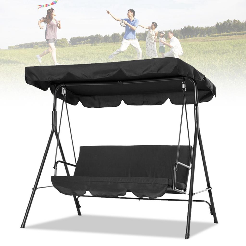Double People Outdoor Garden Waterproof Swing Sunshade Cover Canopy Shade Cloth 142x120x18cmBlack