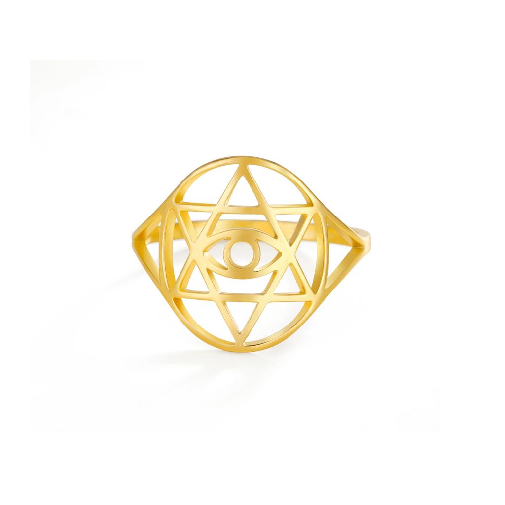 LIKGREAT Vintage Star of David Ring Evil Rings for Men Women Stainless Steel Punk Jewelry Je Star Protection Amulet Gift