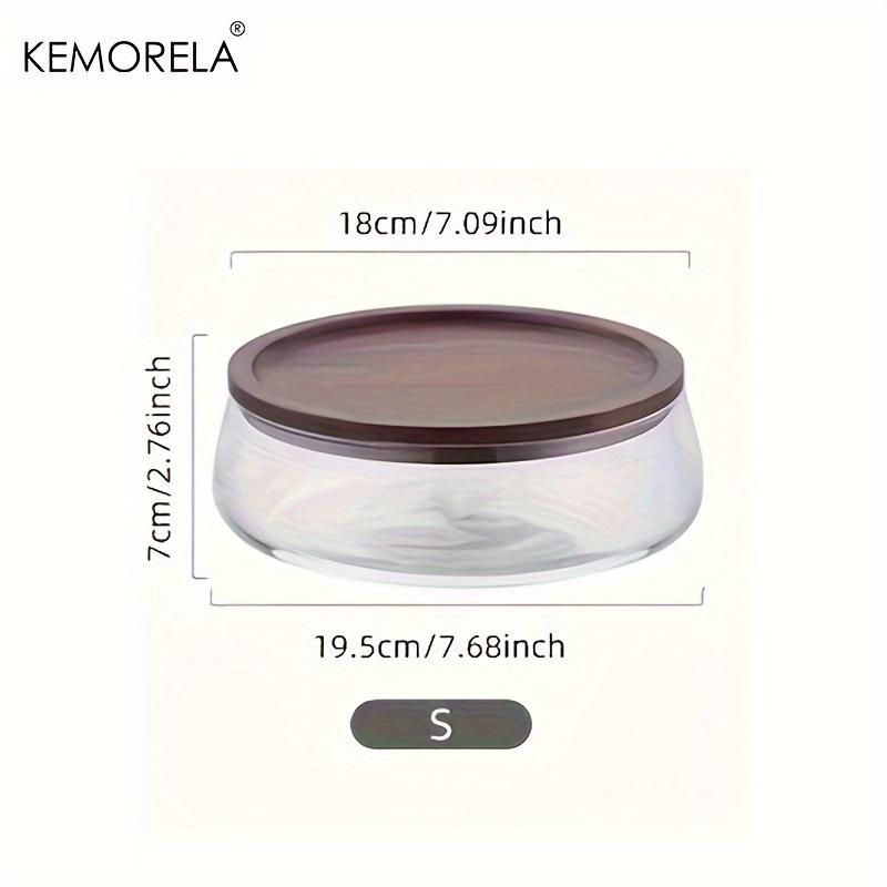 KEMORELA 1PCS Glass Food Storage Containers with Wooden Lid Kitchen Snack Fruit Candy Nut Sundries Storage Organizer for Kitchen