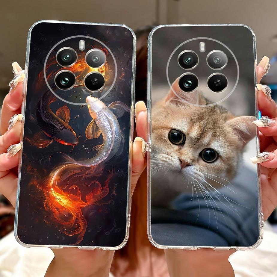 For Realme 12 Pro Plus Case RMX3840 Cute Cat Lucky Koi Painted Cover Soft Slim Phone Case For Realme 12 Plus Realme12 Pro+ Shell