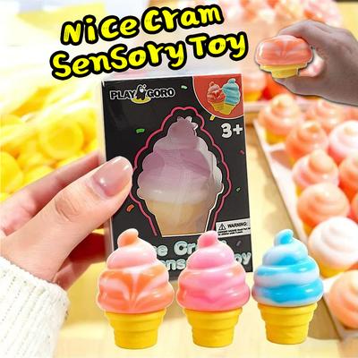 Squishy Ice Cream Cone Toy Nice Cream Stress Relief Squeeze Fidget Toy Anti Anxiety For Kids Adults Classroom Prize Party Gift