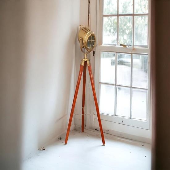 Pack of 1 Spotlight Tripod Floor Lamp, Brass,