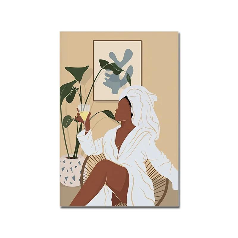 Take A Bath Boho Poster Black Woman Feminism Nordic Art Print Body Care Canvas Painting Wall Picture Living Room Bathroom Decor