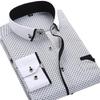 Weiß Großgröße 5XL Herren Hemd 2026 Neu Langarm Slim Fit Button-Down-Kragen Gute Qualität Bedruckte Businesshemden
