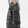 Unisex American Retro Camouflage Cargo Pants, Spring/Autumn 2024, Loose Fit, Multi-Pocket, Washed Style