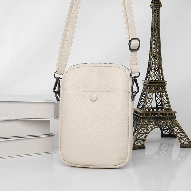 Women Top Grain Leather Mini Crossbody Bag Soft Portable Shoulder Pouch