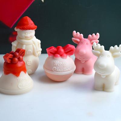 DIY Weihnachts-Kerze Silikonform: Schneemann, Rentier, Glocke, Frucht, handgemachte Seife, Aromatherapie-Kerzenornament.