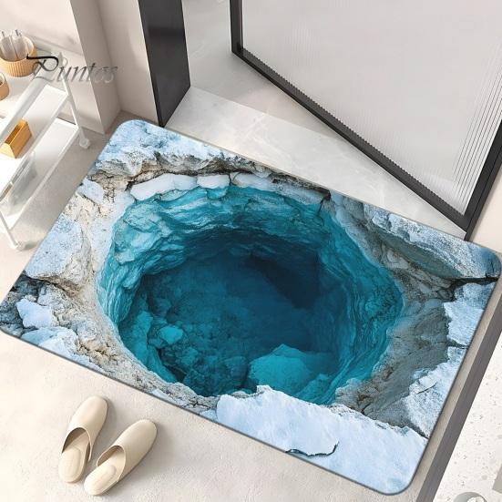 Living Room Floor Mat 3D Optical Illusion Non-Slip Vision Rug Realistic Carpet Polyester for Bedroom Bathroom Hallway Easy Care Decorative