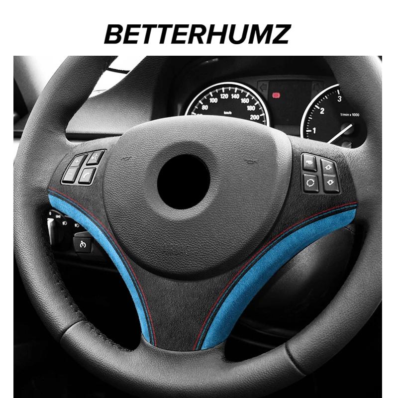 For BMW E90 E92 E93 Made of Alcantara Steering Wheel Trim Covers M Performance Stickers Carbon Fiber Car Interior Accessories