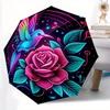 1pc Neon Hummingbird and Rose Automatic Opening and Closing Umbrella - Small Umbrella Suitable for Various Occasions R079