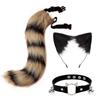 Anime Katzenohr-Haarreif mit Schwanz-Set Cosplay Kostüm Zubehör - Kawaii Tierohren Haarreif mit Abnehmbar für Erwachsene