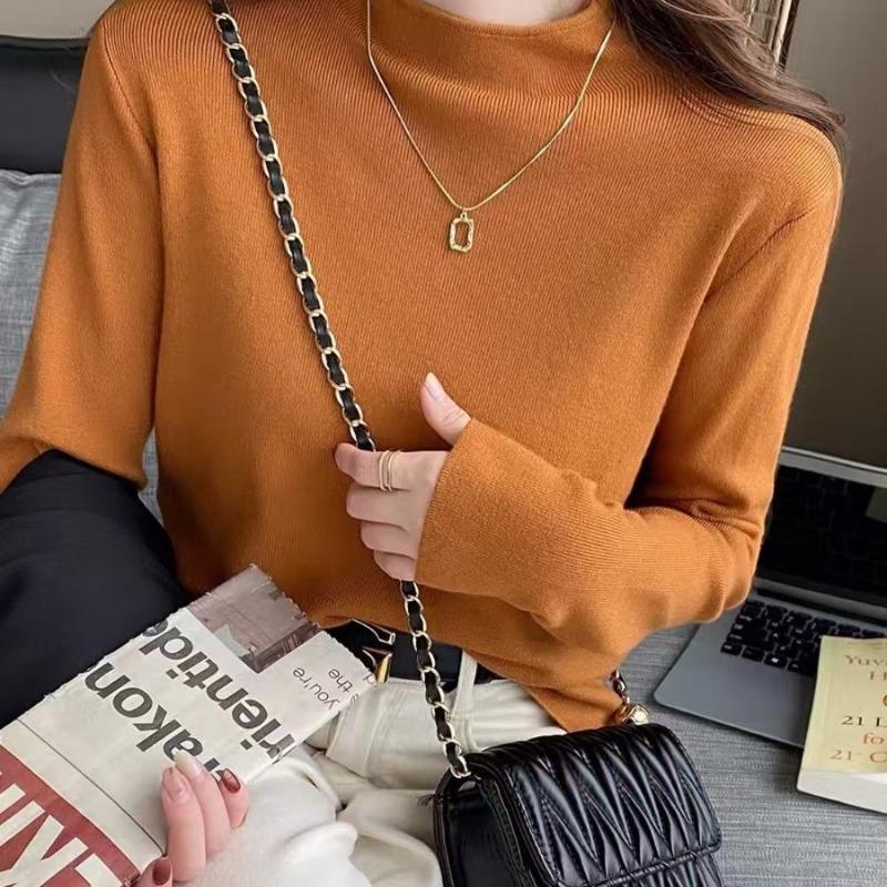 Il Nuovo Stile Autunnale di Maglione Lavorato a Maglia di Alta Gamma, Elegante, a Girocollo, Morbido e a Maniche Lunghe È un Maglione Leggermente Formoso e Snellente per Donne