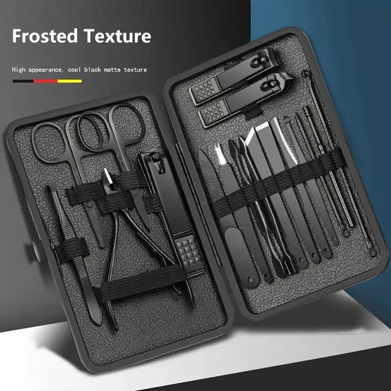 18PCS Deluxe Manicure & Pedicure Kit With Stainless Steel Nail Clippers Cuticle Trimmer And Dead Skin Remover Includes Portable