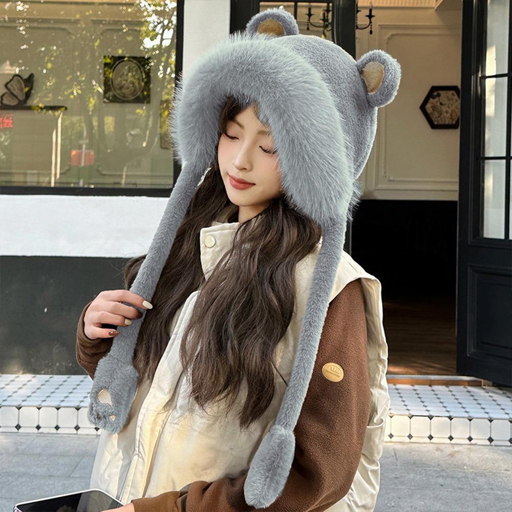 Plush Winter Warm Hat Windproof Ear Protection Hat Casual Earflap Bonnet Hat  Outdoor