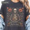Flower Skeleton Shirt, Halloween T-shirt, Vintage Comfort Colors Fall Tee, Gothic Floral Graphic Tee, Artistic Skeleton AutumnTee