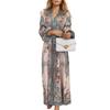 Spring new women's clothing European and American, retro court V-neck long-sleeved printed pendulum dress