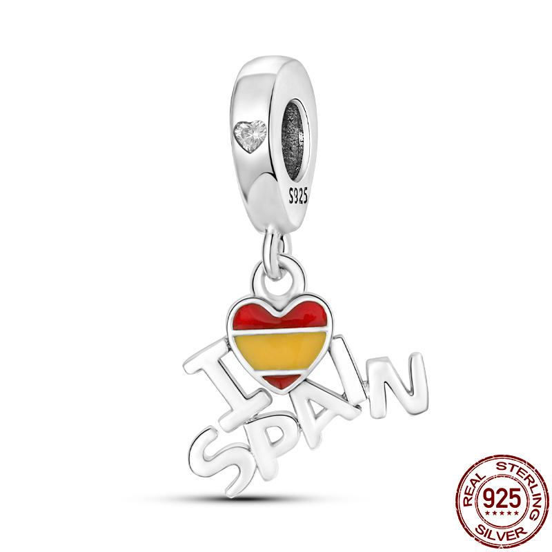 S925 Silver Flowers Wine Glasses High Heels Lipstick Stars Moon Sun Spain Fine Beads Fit Original  Charms Bracelet Jewelry