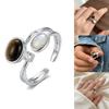 Open Ring Zircon Double Layer Ring Brown Stone Geometric Resizable Ring  Aesthetic Accessories