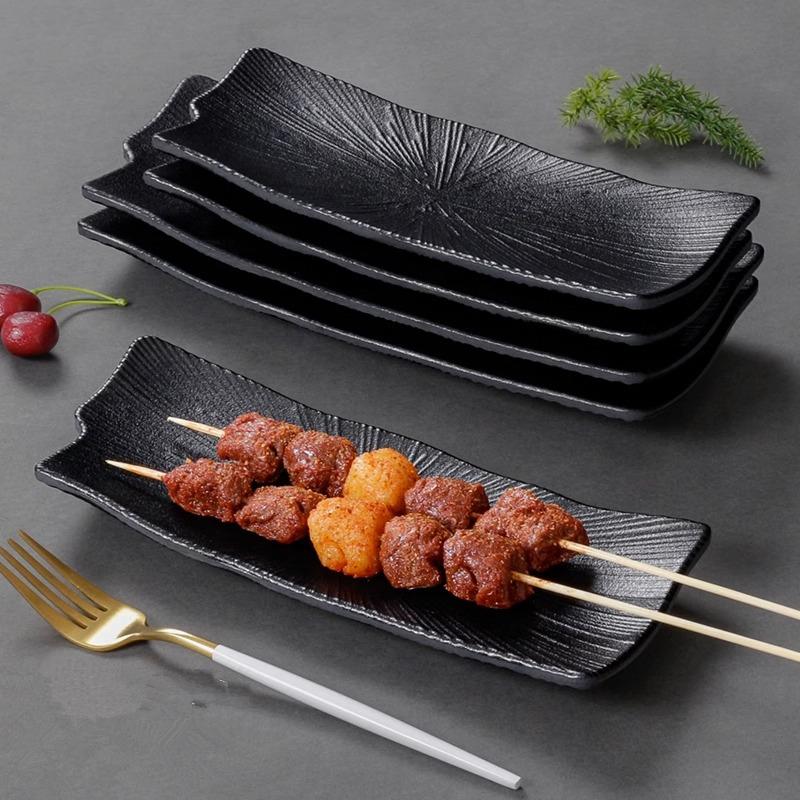 Rectangular Melamine Dinner Plate Home Thickened Food Tray Multifunctional Non-slip Hot Pot Side Dish Pan Kitchen Storage Tools