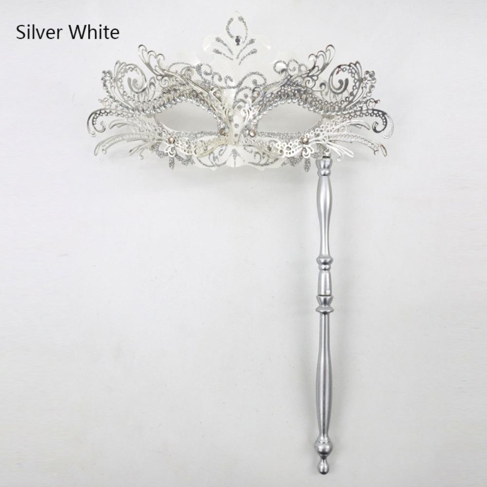 Phoenix Tail Flower Masquerade Mask Venetian with Holding Stick Costume Mask Detachable Women Party Masks Halloween