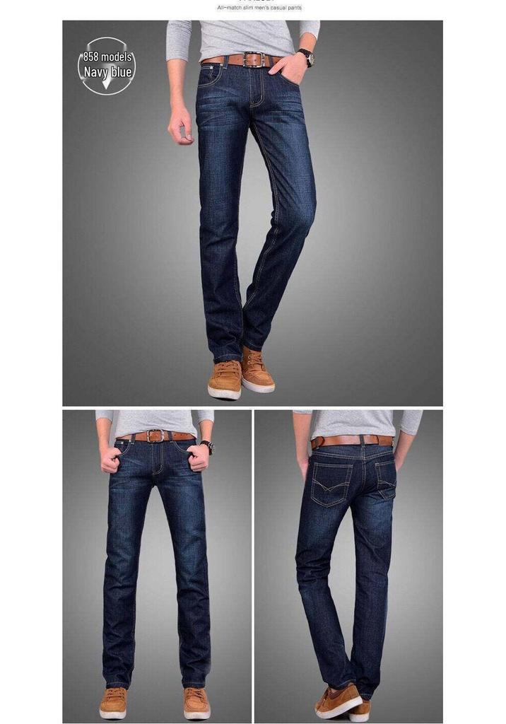 Jeans décontractés droits taille moyenne pour homme Printemps-Été 2025, Pantalon de travail résistant aux taches et polyvalent