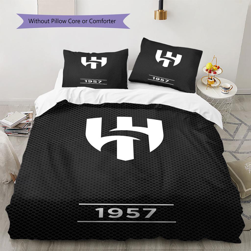 Al-Hilal Saudi FC Pattern Bedding,Quilt Set Quilt Cover Pillowcase Home Birthday Gift(1 * duvet cover + 2 * pillowcase, without core)