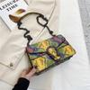 2024 Floral Crocodile Pattern Chain Crossbody Bag: Double Compartment Flap Shoulder Backpack