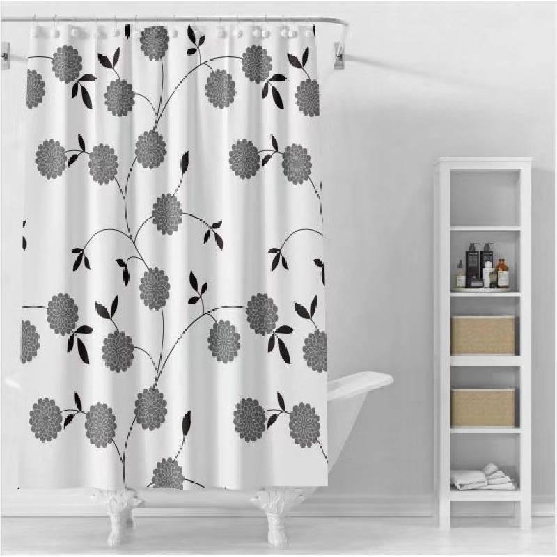 Shower Waterproof Bathroom Curtain Black Peony Kitchen Balcony Partition Bedroom