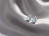 Blue zircon clear small stud earrings, unique and beautiful light luxury high-end earrings temperament s911 silver needle