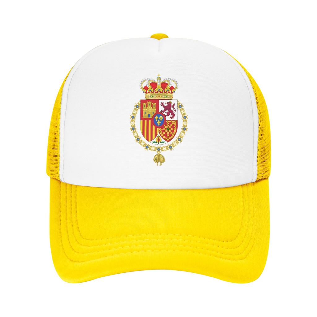 King of Spain Coat of Arms Sun Hats FeUnisex Unisex Mesh Trucker Hat Breathable Print Hiking Fishing Baseball Caps Birthday Present