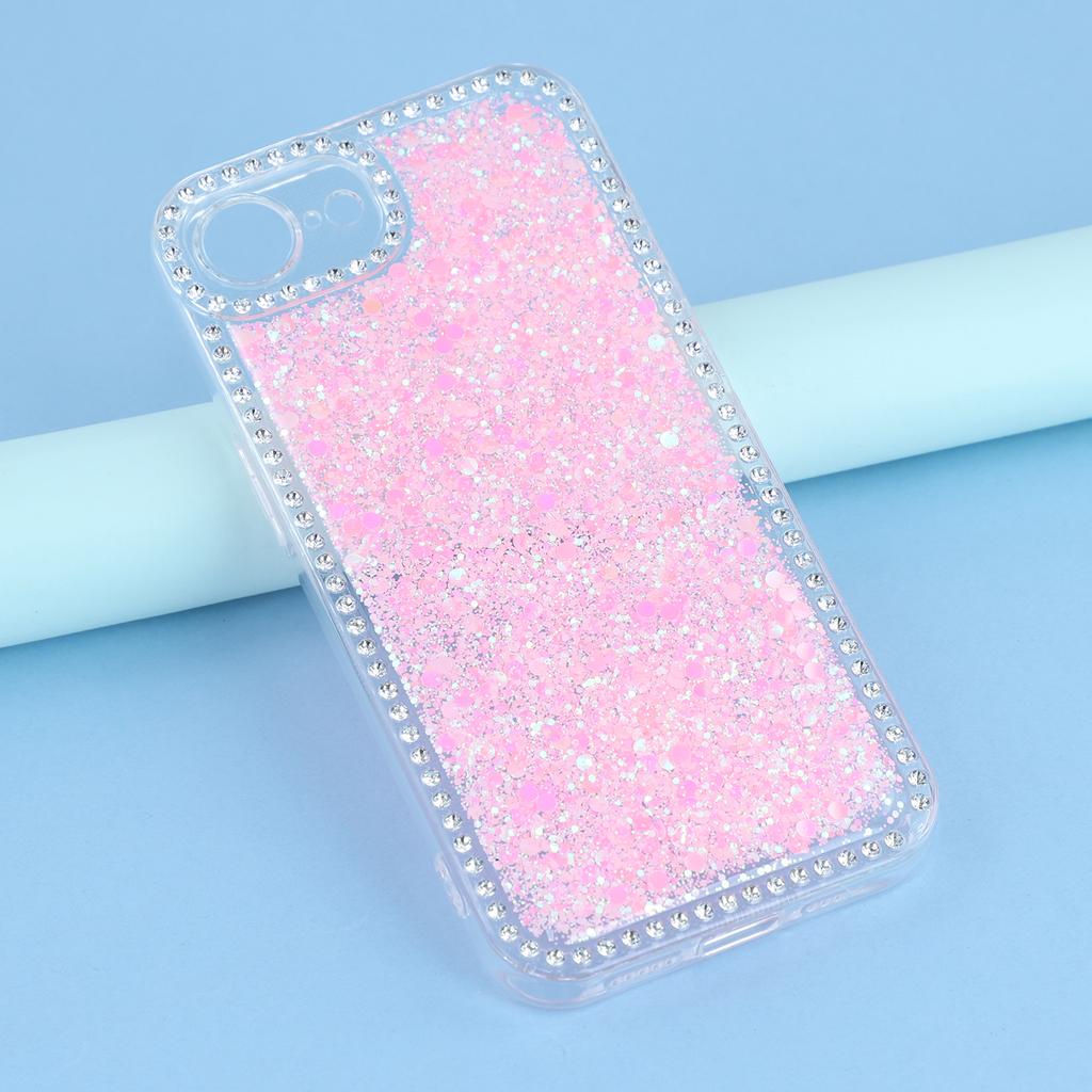 For iPhone 16e Case Rhinestone Edge Glitter Epoxy TPU Phone Cover