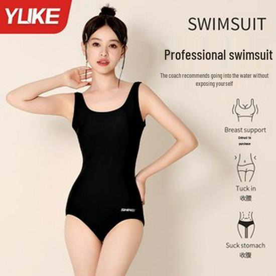 Women's One-Piece Conservative Swimsuit 2025: Slimming Tummy Control & Sunscreen Hot Spring Swimwear.