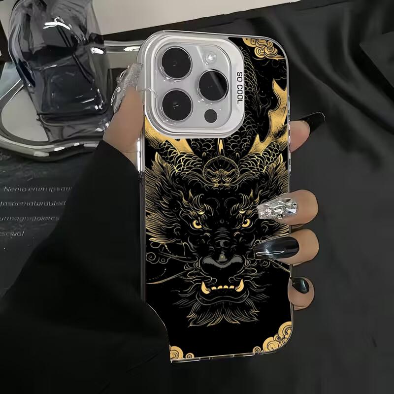 Cool dragon totem Phone case iPhone 15 Pro Max 11 12 13 16 14 Plus Silicone Shockproof Case Lens protector shell