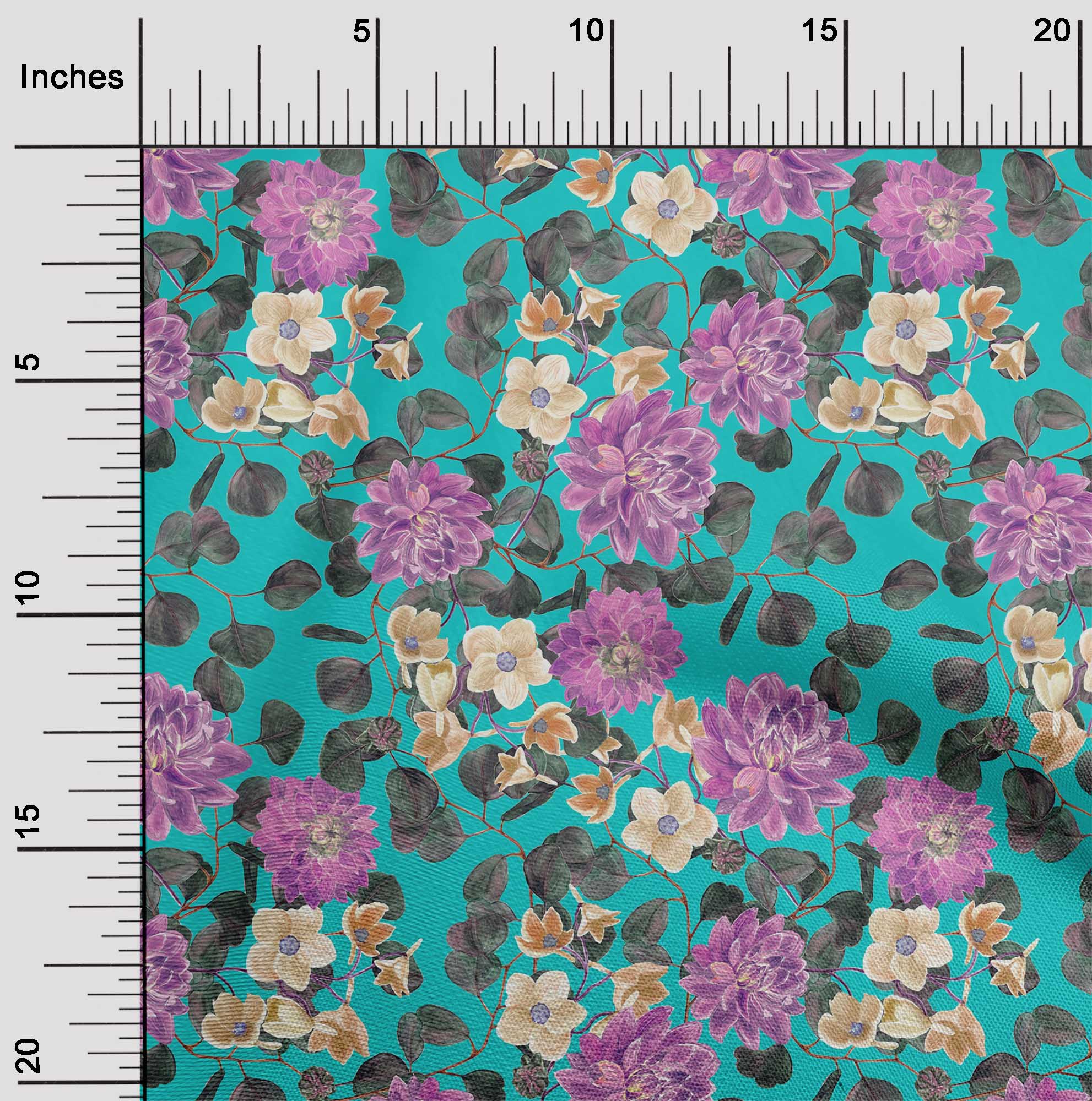 

oneOone Cotton Flex Light Dusty Blue Fabric Leaves & Lotus Floral Craft Projects Decor Fabric Printed By The Yard 40 Inch 42 Inch Wide - Viscose Chiffon бірюзовий колір синій