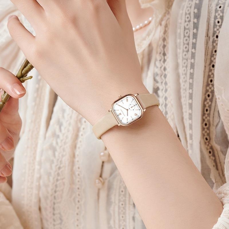 2025 New Roman Numeral Small Square Elegant Women Watch Two-Hand Semi-Waterproof Casual Business Watch