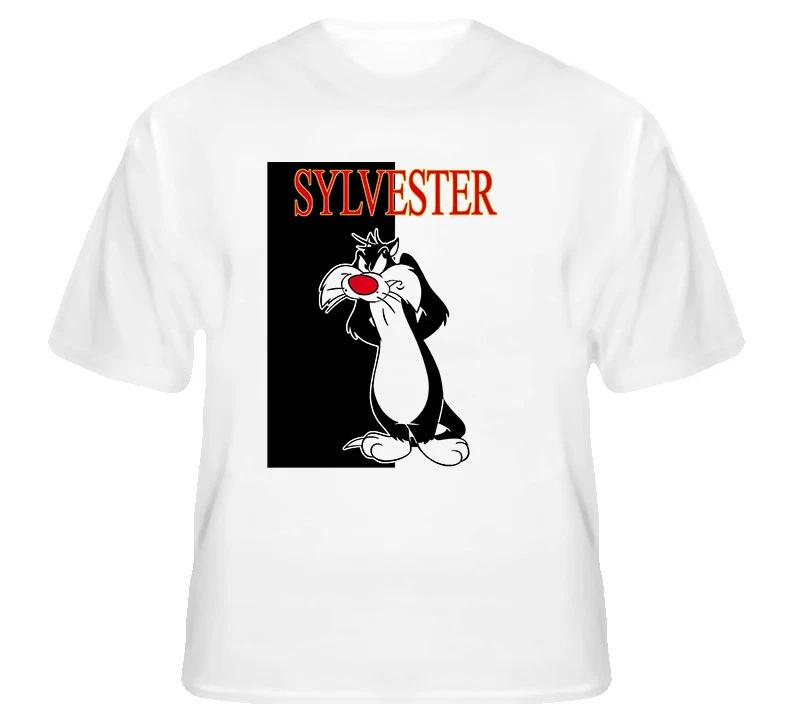 Sylvester The Cat Cartoon Retro Cute Funny White Tshirt S
