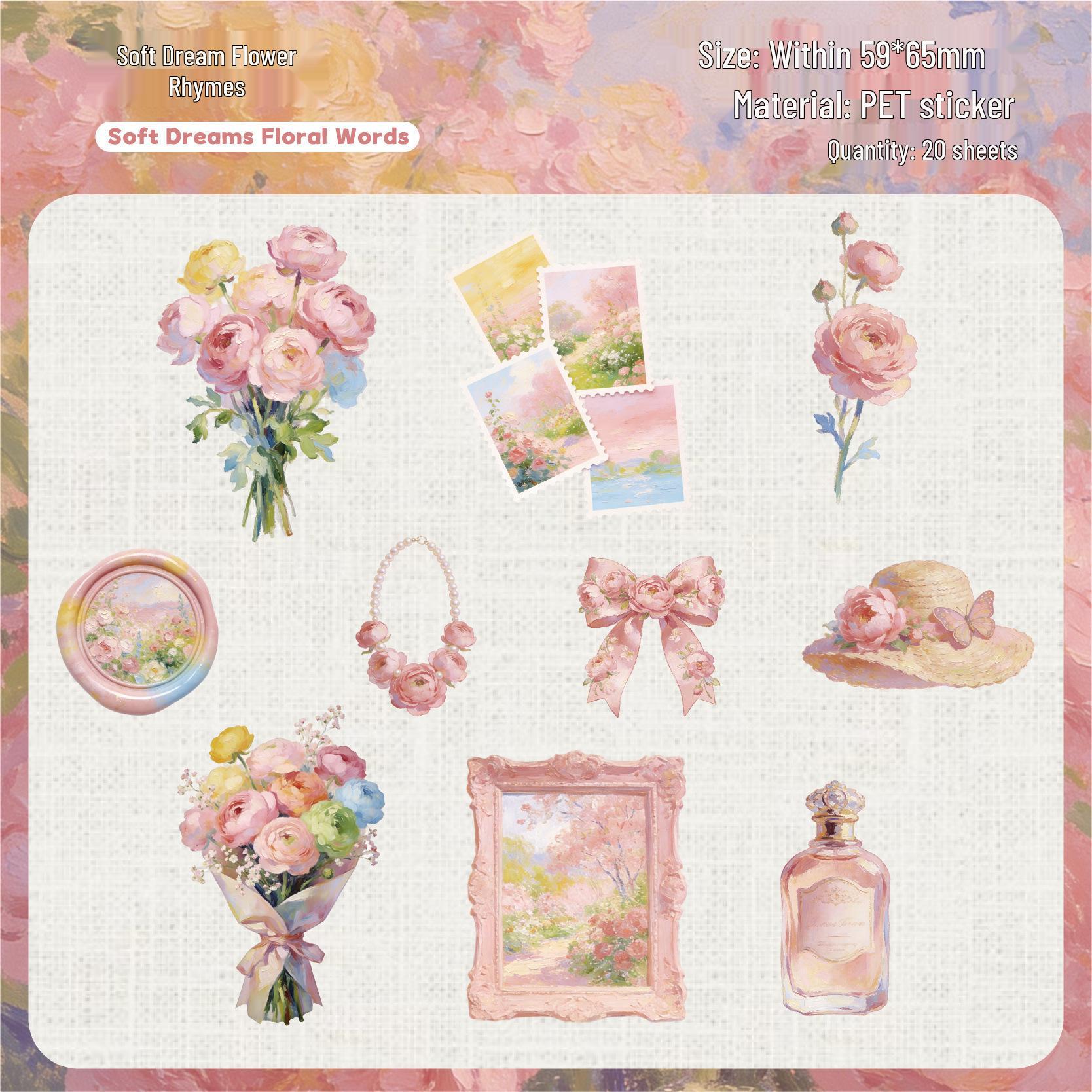 Flower Dream Sticker Pack: Retro Journal Decoration DIY Kit, 6 Styles