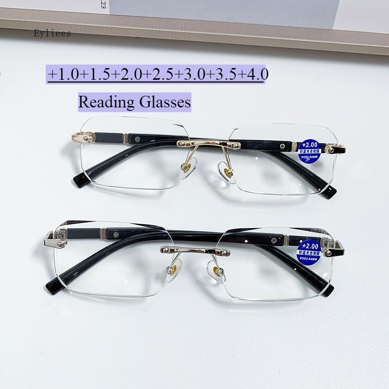 Ultralight Rimless Reading Glasses Women Men Business Anti-Blu-Ray Computer Reading Glasses Presbyopia Reader +1.5 +4.0 Women