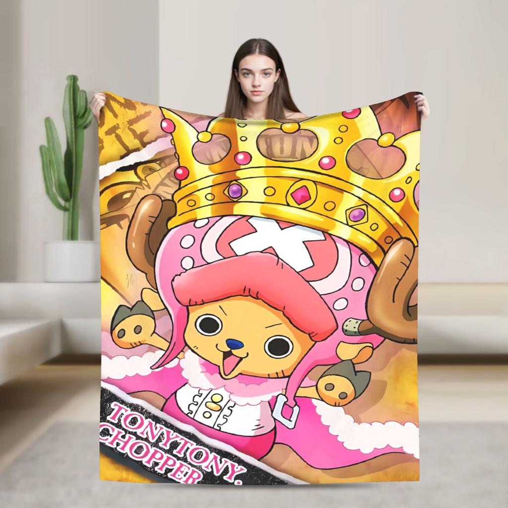 Tony Chopper Flannel Blanket Winter Anime Warm Bedding Throws for Kids Adult Couch Bed Fluffy Bedspread Sofa Bed Cover
