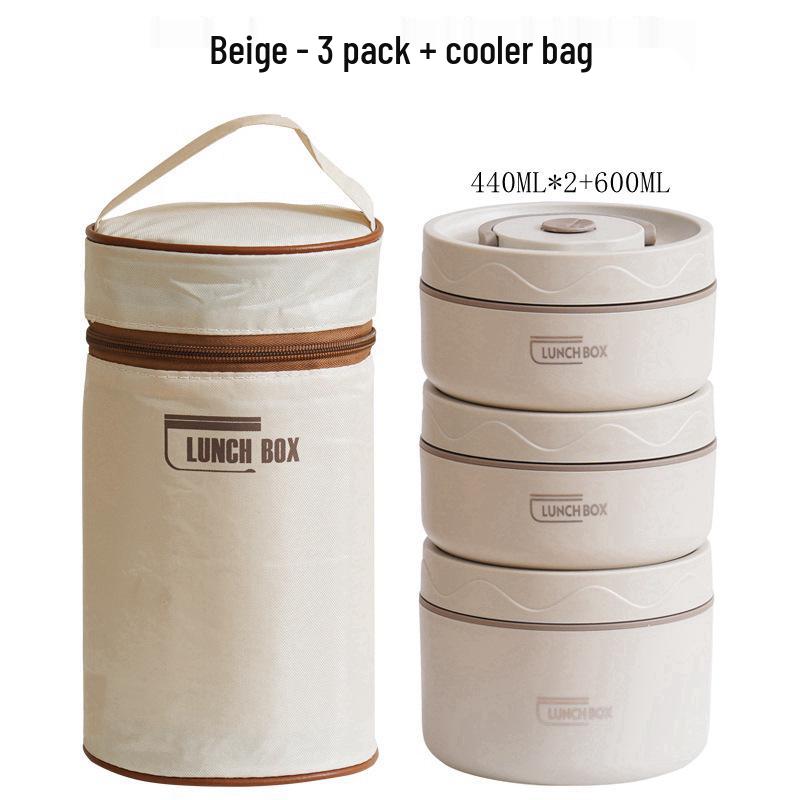 304 Stainless Steel Double-Layer Insulated Lunch Box with Lid for Office Workers & Students