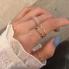 4pcs/set Chic Resin Geometric Metal Irregular Lines Beads Rings for Women Acrylic Bead Ring Set Party Jewelry Christmas Gifts