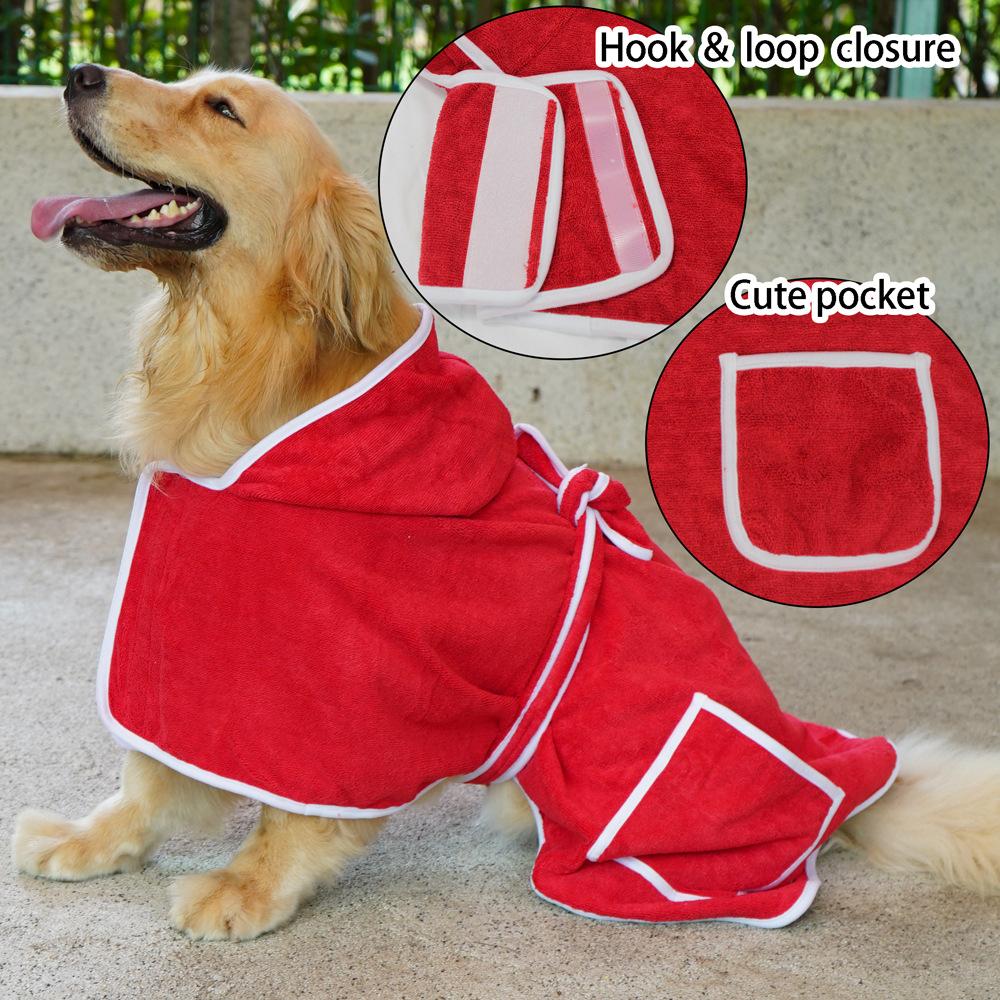 Towel bathrobe water-absorbing quick-drying hat cute dog clothes one size large dog bathrobe