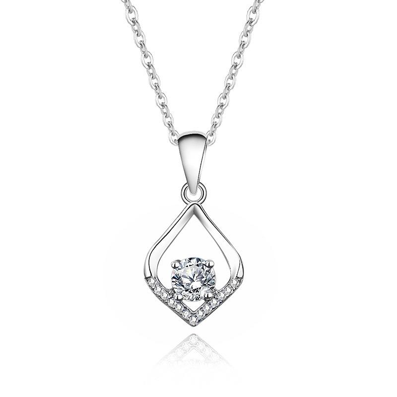 High End Women s 925 Sterling Silver Waterdrop Pendant Necklace 1ct Zirconia Moissanite Engagement Wedding Necklaces Jewelry